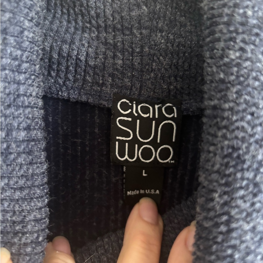 Clara Sun Woo cowl neck knee length Tunic, Blue, Size L, Very Good condition. - Picture 3 of 5